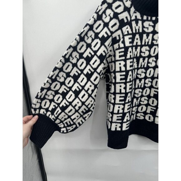 H&M Dream Of Dreams Sweater Women Small Black White Oversized Mock Neck Preppy - Picture 4 of 10